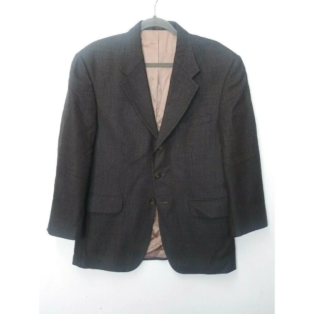 Oscar De La Renta Mens Blazer Sportscoat 40S green brown 100% Wool fully lined